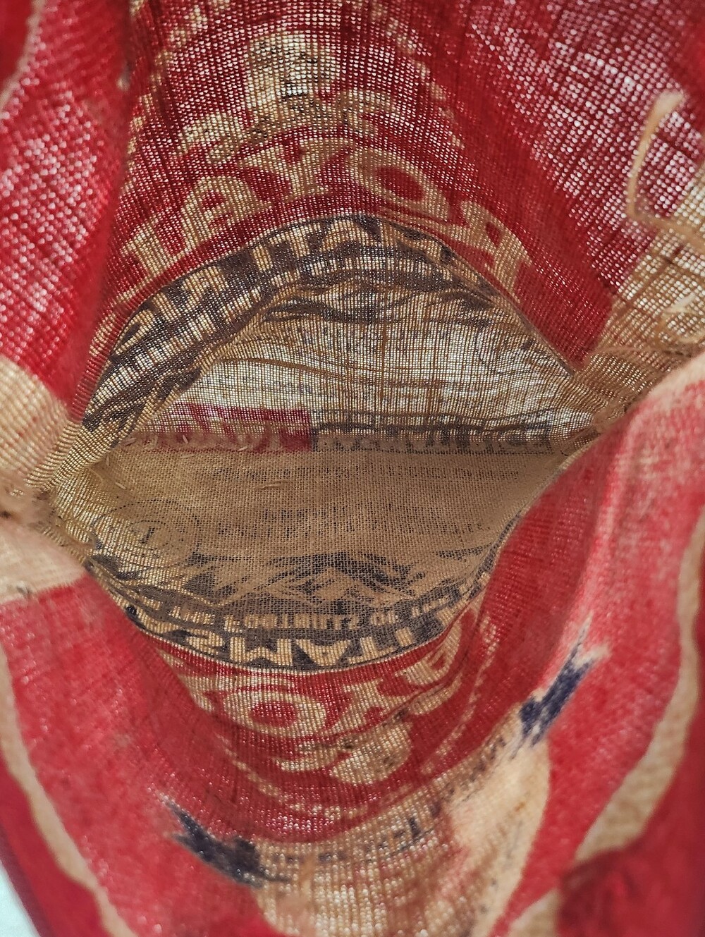 Upcycled Royal Rice Burlap Tote - Picture 5 of 7